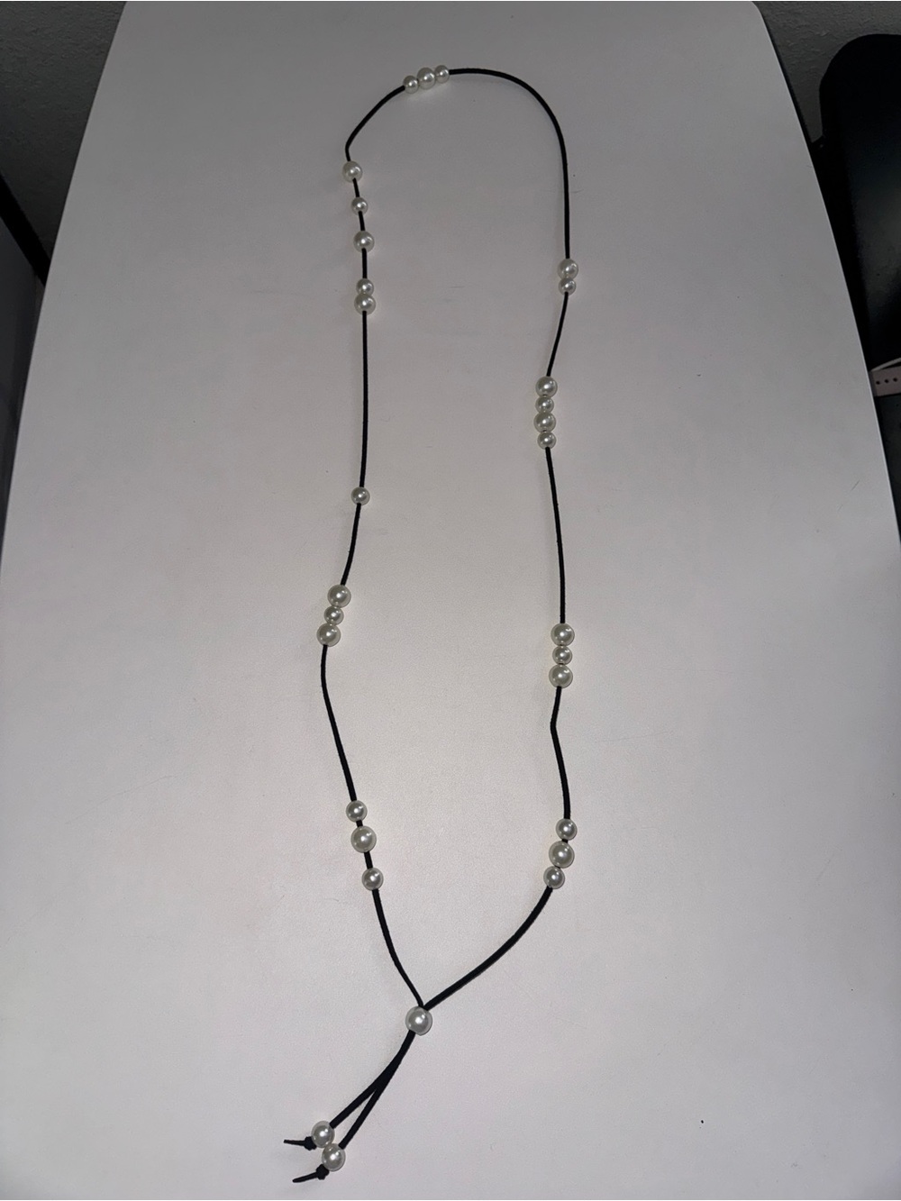 Pearl Accent Black Cord Necklace - Women Jewelry